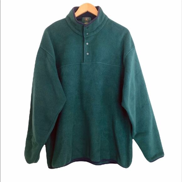 CLUB ROOM men's sweatshirt large mock neck fleece pullover 1/4 snap front green - Picture 1 of 8